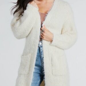 Sanctuary duster cardigan sweater.  Cream /Winter white.  Small. Pockets
